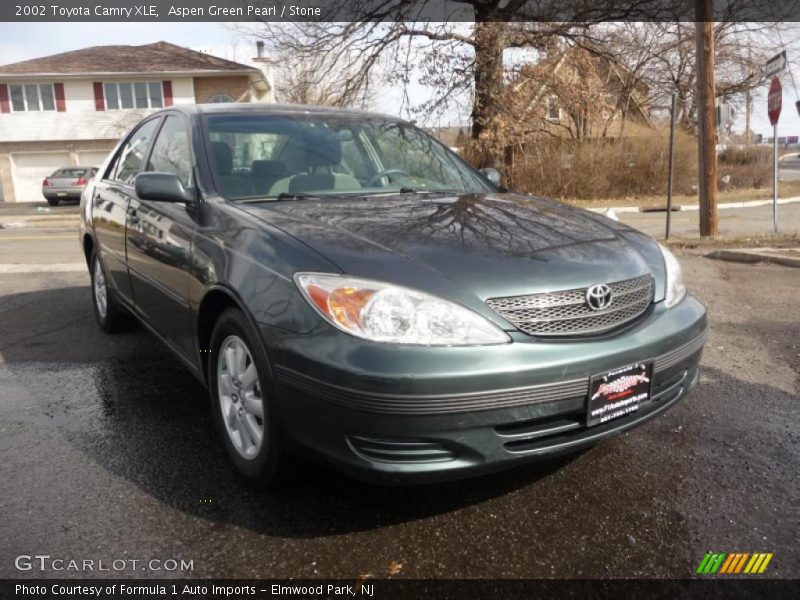 Aspen Green Pearl / Stone 2002 Toyota Camry XLE