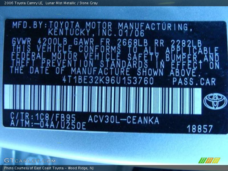 Lunar Mist Metallic / Stone Gray 2006 Toyota Camry LE