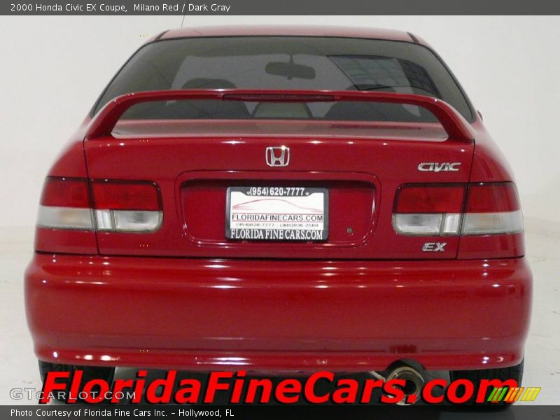 Milano Red / Dark Gray 2000 Honda Civic EX Coupe