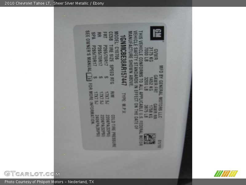 Sheer Silver Metallic / Ebony 2010 Chevrolet Tahoe LT