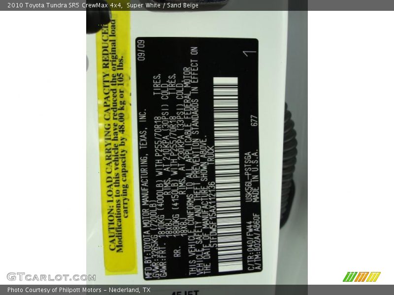 Super White / Sand Beige 2010 Toyota Tundra SR5 CrewMax 4x4