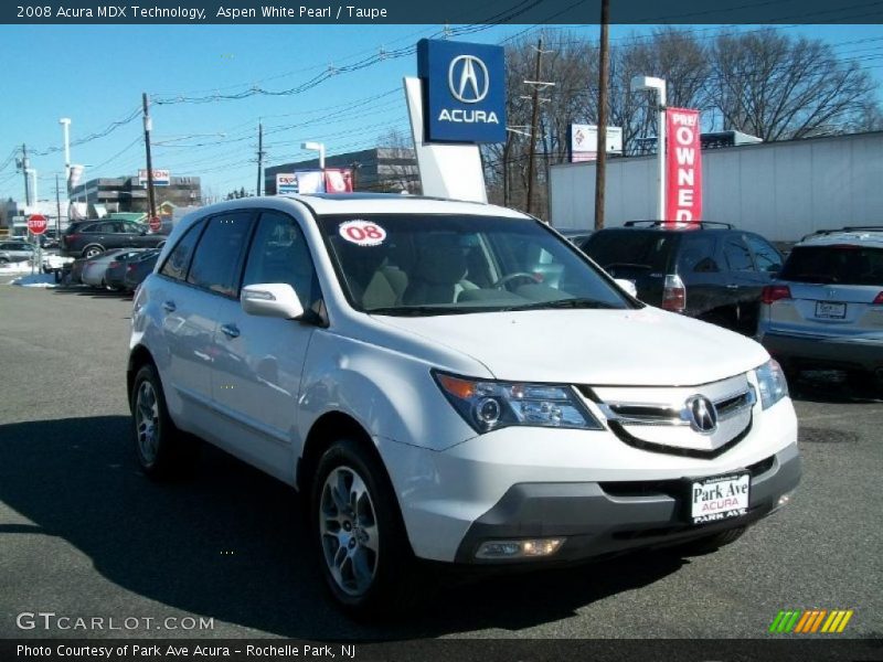 Aspen White Pearl / Taupe 2008 Acura MDX Technology