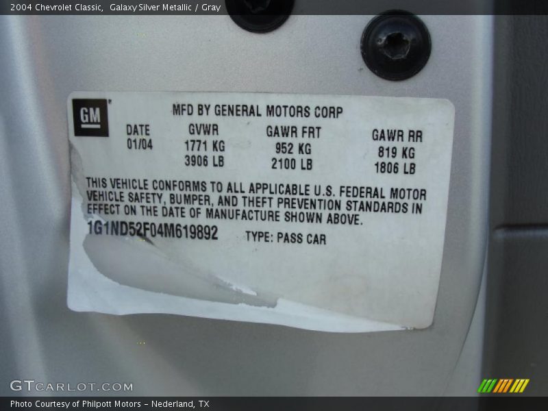 Galaxy Silver Metallic / Gray 2004 Chevrolet Classic