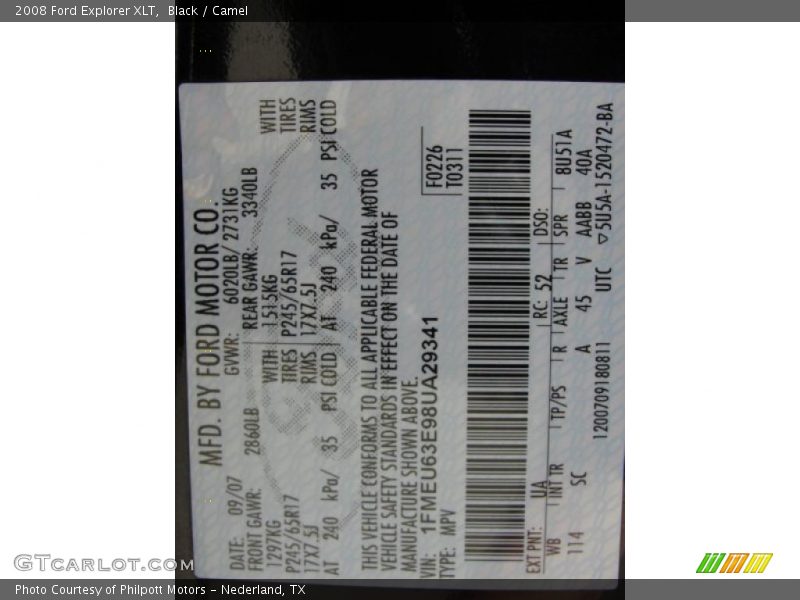 Black / Camel 2008 Ford Explorer XLT
