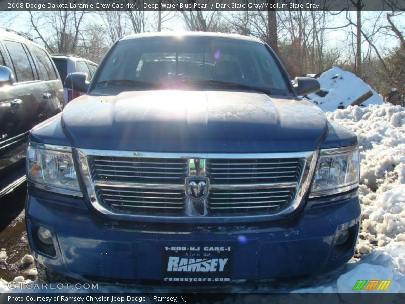 Deep Water Blue Pearl / Dark Slate Gray/Medium Slate Gray 2008 Dodge Dakota Laramie Crew Cab 4x4