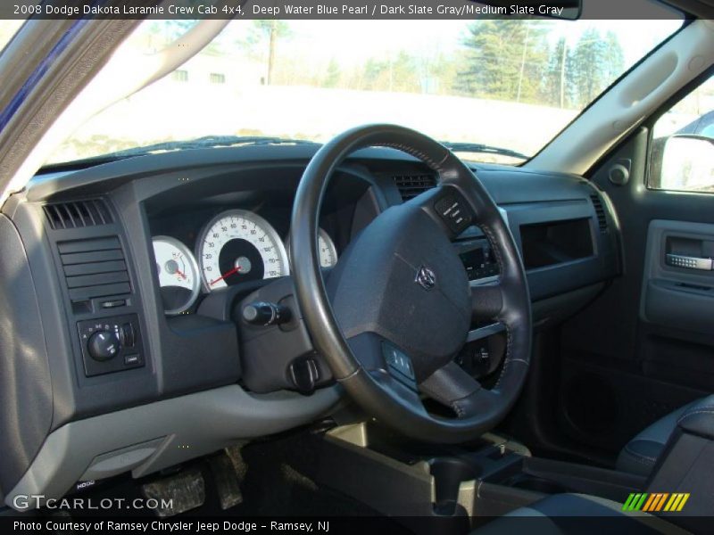 Deep Water Blue Pearl / Dark Slate Gray/Medium Slate Gray 2008 Dodge Dakota Laramie Crew Cab 4x4