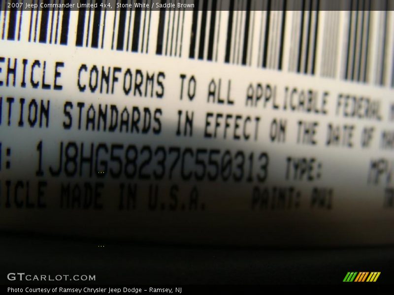 Stone White / Saddle Brown 2007 Jeep Commander Limited 4x4