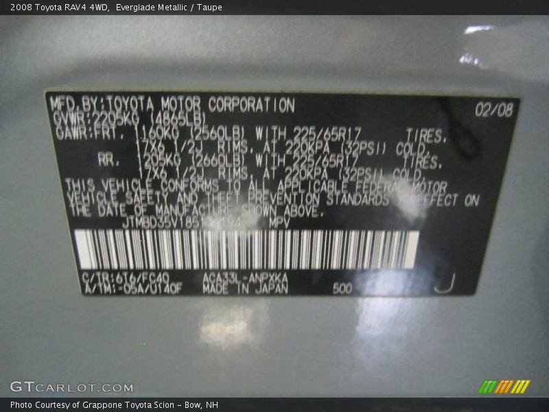 Everglade Metallic / Taupe 2008 Toyota RAV4 4WD