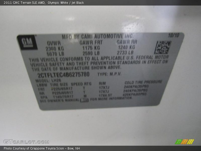 Olympic White / Jet Black 2011 GMC Terrain SLE AWD
