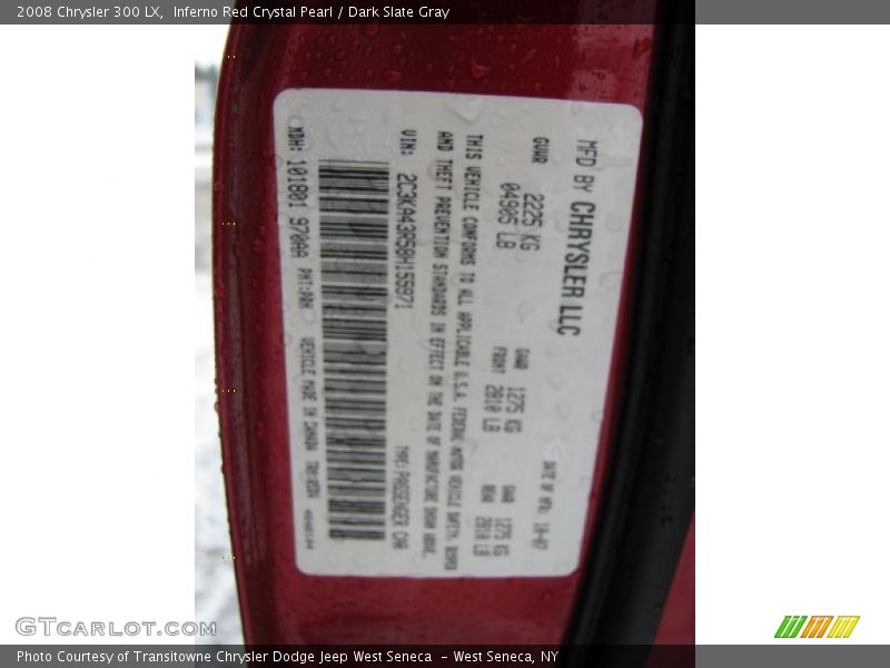 Inferno Red Crystal Pearl / Dark Slate Gray 2008 Chrysler 300 LX