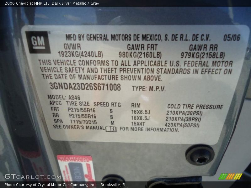 Dark Silver Metallic / Gray 2006 Chevrolet HHR LT