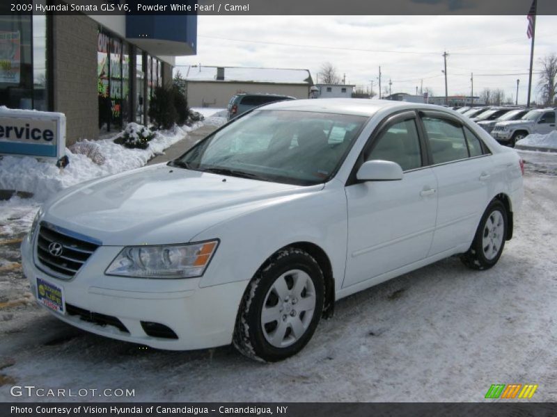 Powder White Pearl / Camel 2009 Hyundai Sonata GLS V6