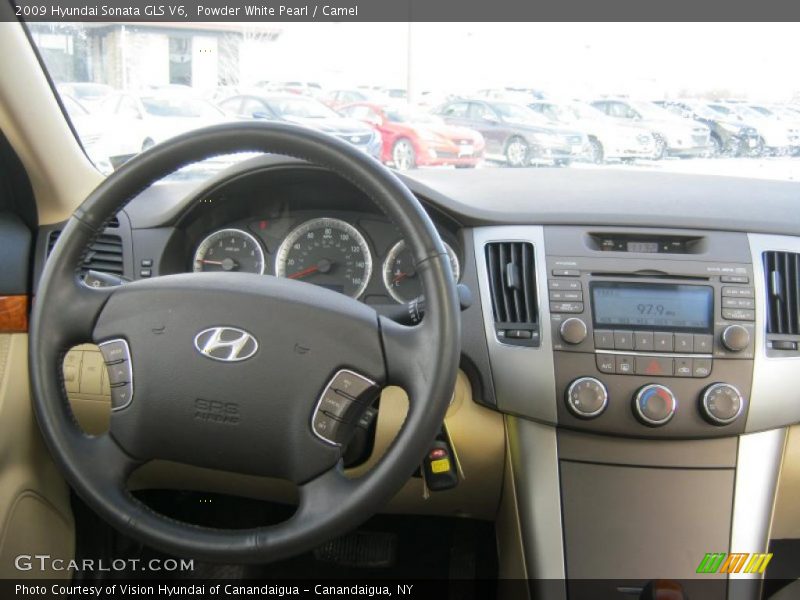 Powder White Pearl / Camel 2009 Hyundai Sonata GLS V6
