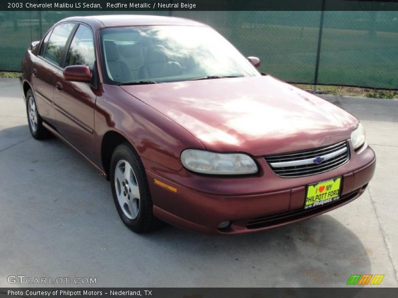Redfire Metallic / Neutral Beige 2003 Chevrolet Malibu LS Sedan