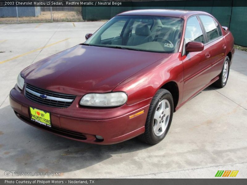 Redfire Metallic / Neutral Beige 2003 Chevrolet Malibu LS Sedan