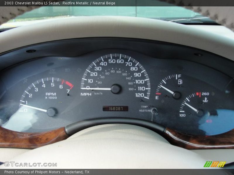 Redfire Metallic / Neutral Beige 2003 Chevrolet Malibu LS Sedan