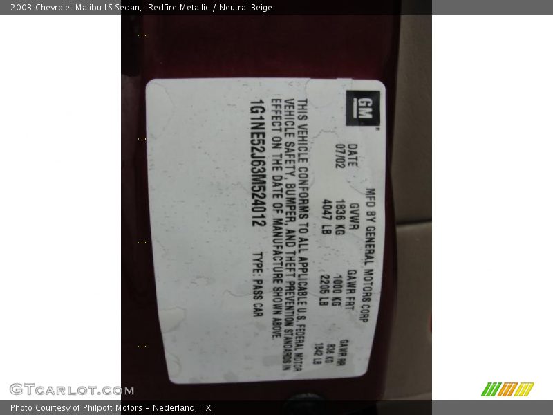 Redfire Metallic / Neutral Beige 2003 Chevrolet Malibu LS Sedan