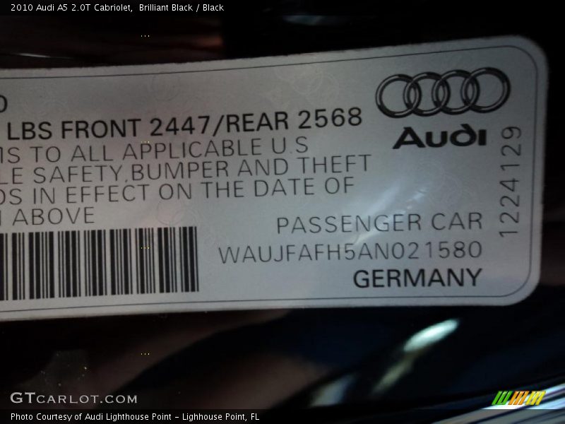 Brilliant Black / Black 2010 Audi A5 2.0T Cabriolet