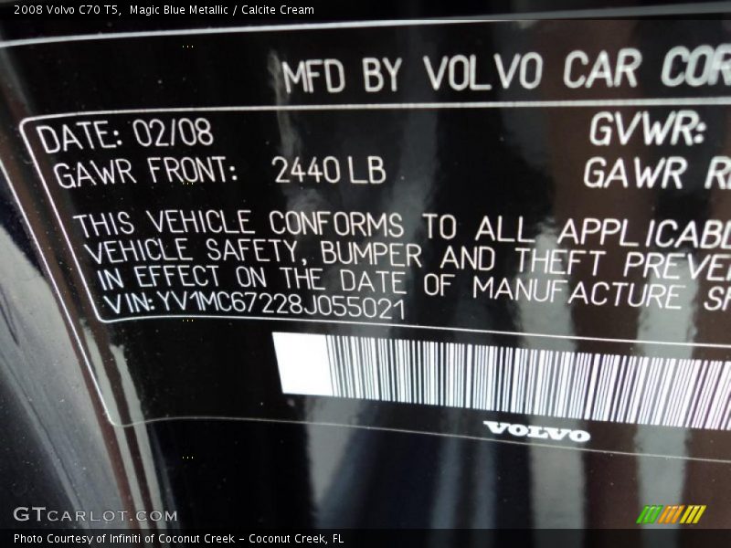 Magic Blue Metallic / Calcite Cream 2008 Volvo C70 T5