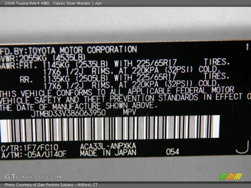 Classic Silver Metallic / Ash 2008 Toyota RAV4 4WD