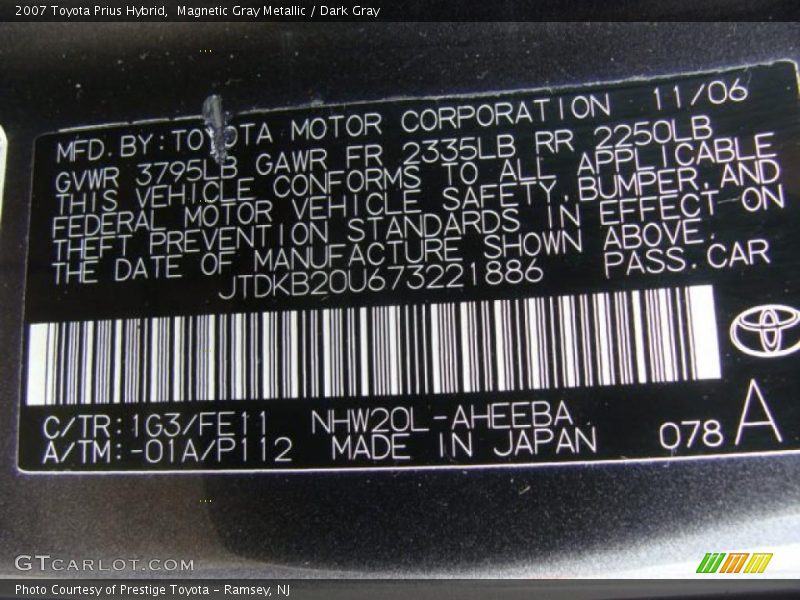 Magnetic Gray Metallic / Dark Gray 2007 Toyota Prius Hybrid