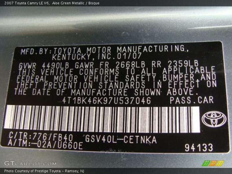 Aloe Green Metallic / Bisque 2007 Toyota Camry LE V6