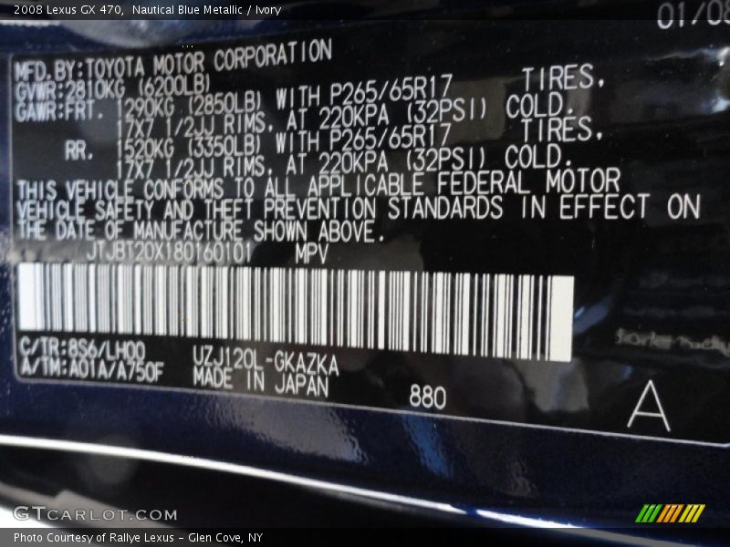 Nautical Blue Metallic / Ivory 2008 Lexus GX 470