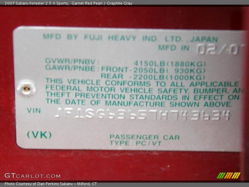 Garnet Red Pearl / Graphite Gray 2007 Subaru Forester 2.5 X Sports