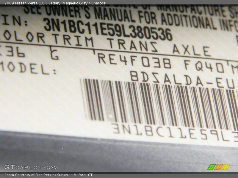 Magnetic Gray / Charcoal 2009 Nissan Versa 1.8 S Sedan