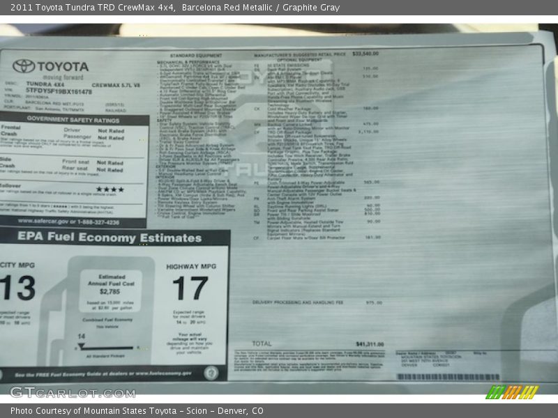 Barcelona Red Metallic / Graphite Gray 2011 Toyota Tundra TRD CrewMax 4x4