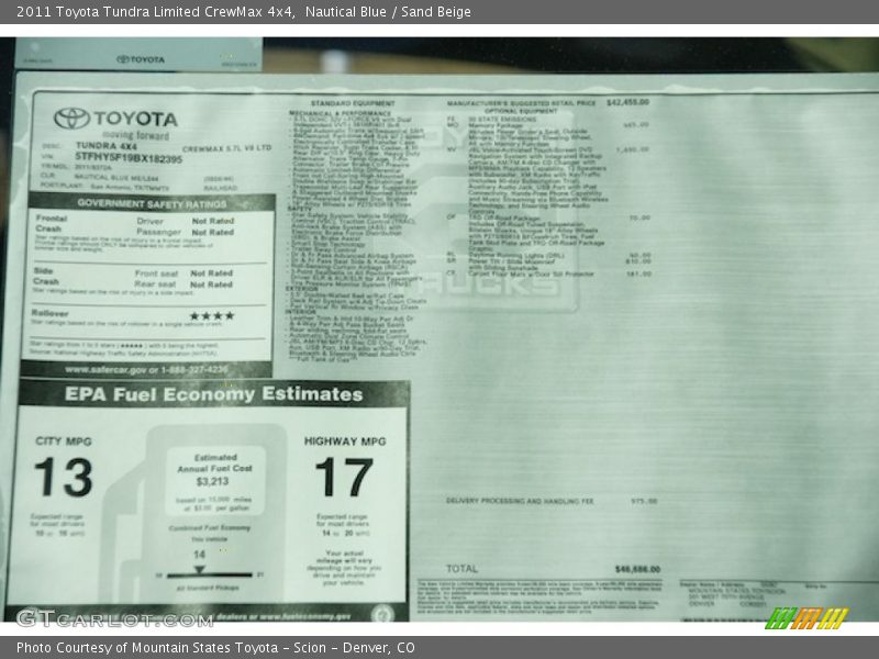 Nautical Blue / Sand Beige 2011 Toyota Tundra Limited CrewMax 4x4