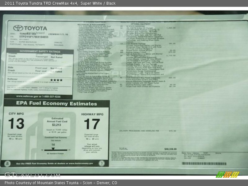 Super White / Black 2011 Toyota Tundra TRD CrewMax 4x4