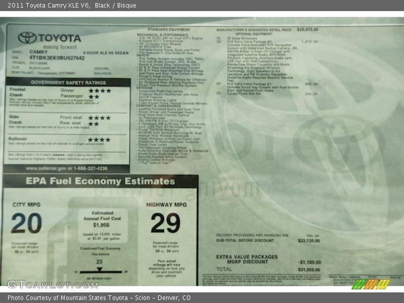 Black / Bisque 2011 Toyota Camry XLE V6