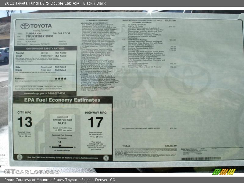 Black / Black 2011 Toyota Tundra SR5 Double Cab 4x4