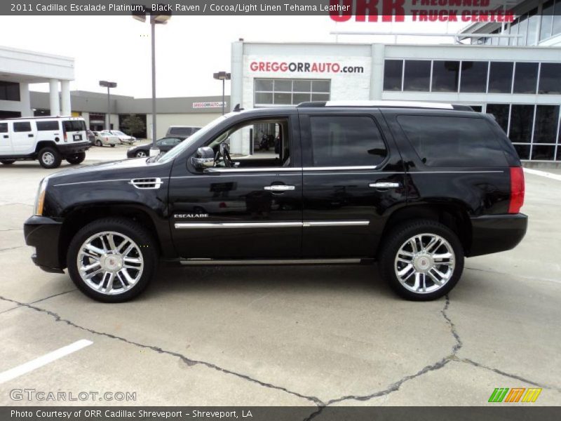 Black Raven / Cocoa/Light Linen Tehama Leather 2011 Cadillac Escalade Platinum