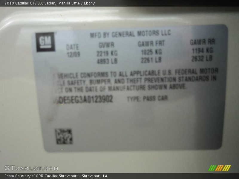 Vanilla Latte / Ebony 2010 Cadillac CTS 3.0 Sedan