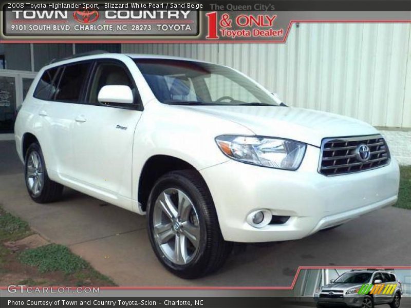 Blizzard White Pearl / Sand Beige 2008 Toyota Highlander Sport