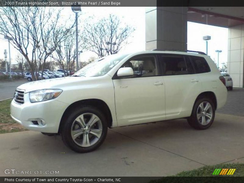 Blizzard White Pearl / Sand Beige 2008 Toyota Highlander Sport
