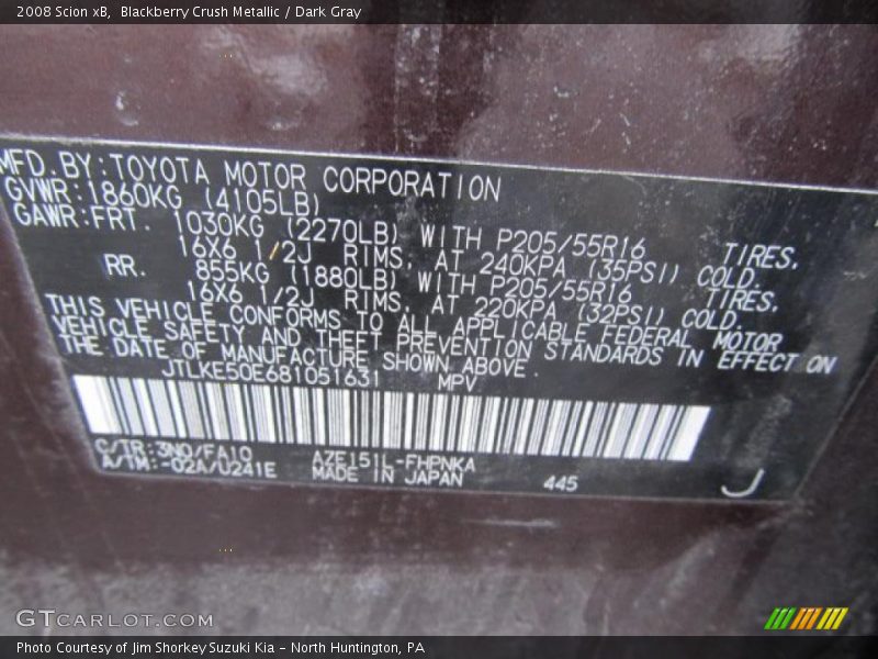 Blackberry Crush Metallic / Dark Gray 2008 Scion xB