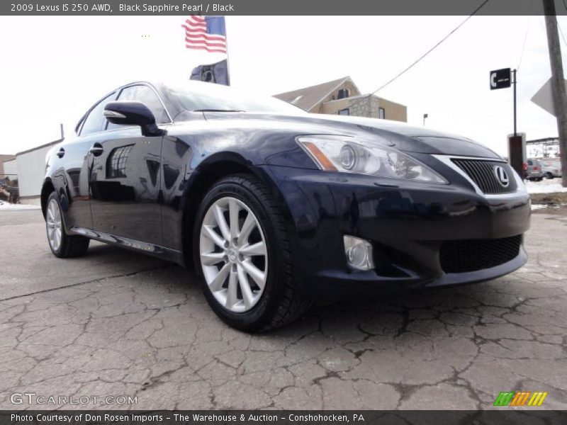 Black Sapphire Pearl / Black 2009 Lexus IS 250 AWD