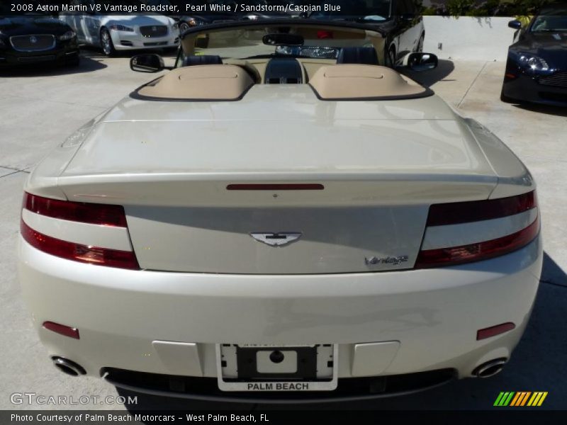 Pearl White / Sandstorm/Caspian Blue 2008 Aston Martin V8 Vantage Roadster