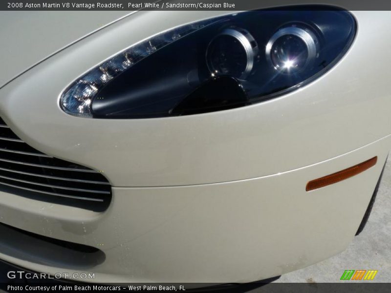 Pearl White / Sandstorm/Caspian Blue 2008 Aston Martin V8 Vantage Roadster