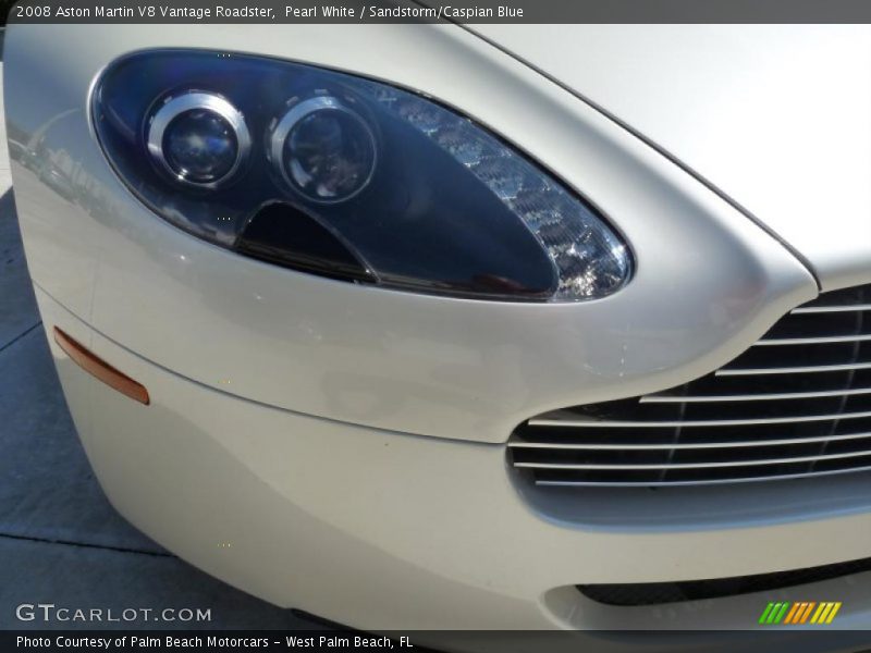 Pearl White / Sandstorm/Caspian Blue 2008 Aston Martin V8 Vantage Roadster