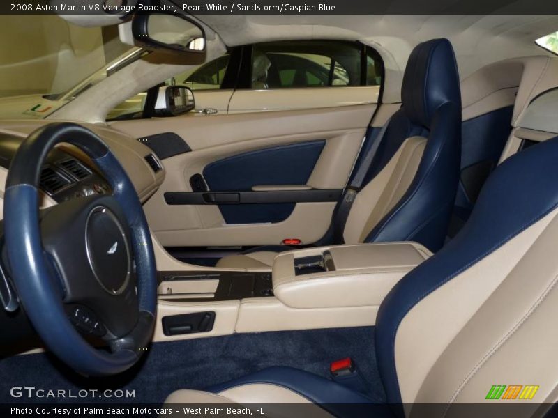  2008 V8 Vantage Roadster Sandstorm/Caspian Blue Interior