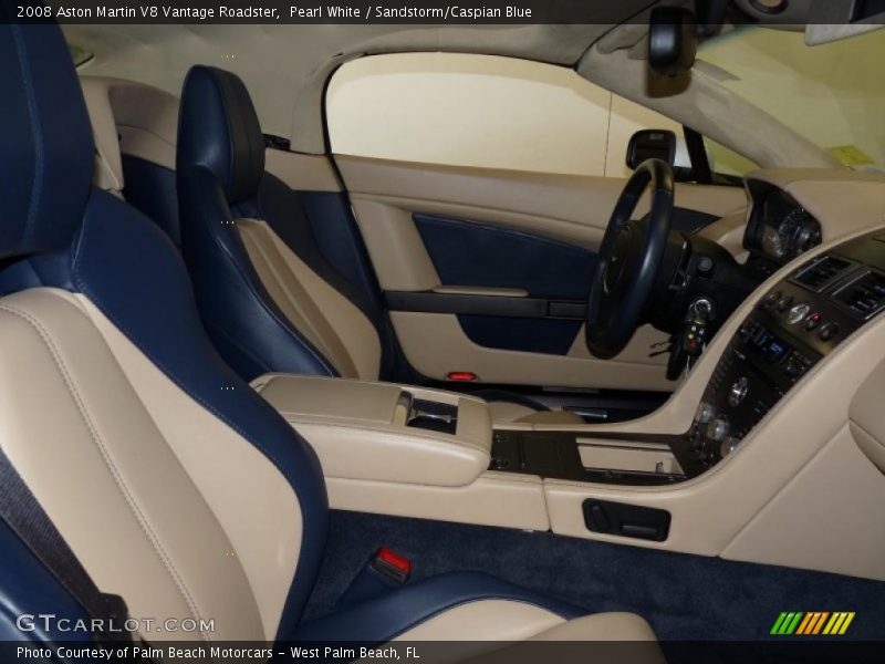  2008 V8 Vantage Roadster Sandstorm/Caspian Blue Interior