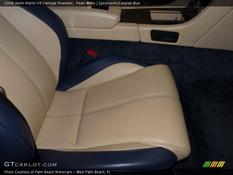  2008 V8 Vantage Roadster Sandstorm/Caspian Blue Interior