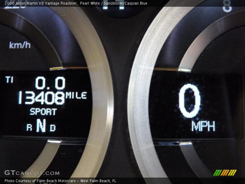 Pearl White / Sandstorm/Caspian Blue 2008 Aston Martin V8 Vantage Roadster