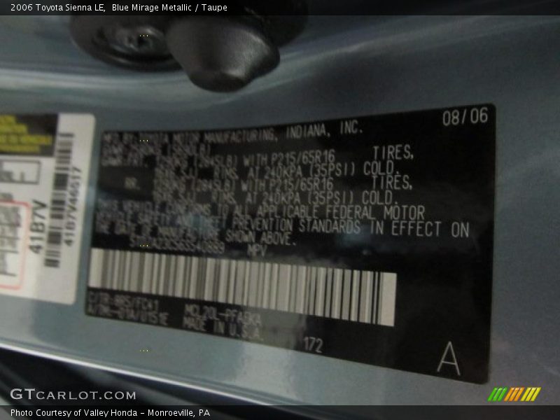 Blue Mirage Metallic / Taupe 2006 Toyota Sienna LE