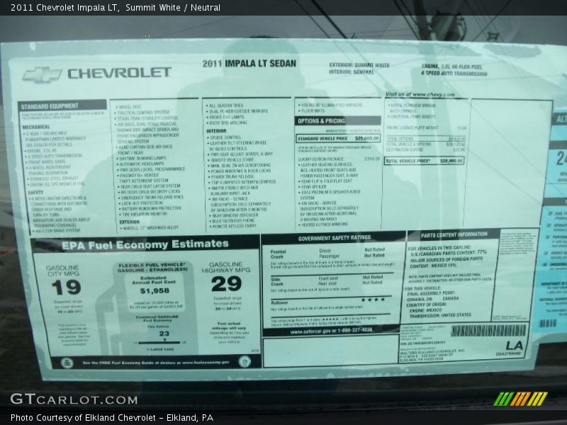 Summit White / Neutral 2011 Chevrolet Impala LT