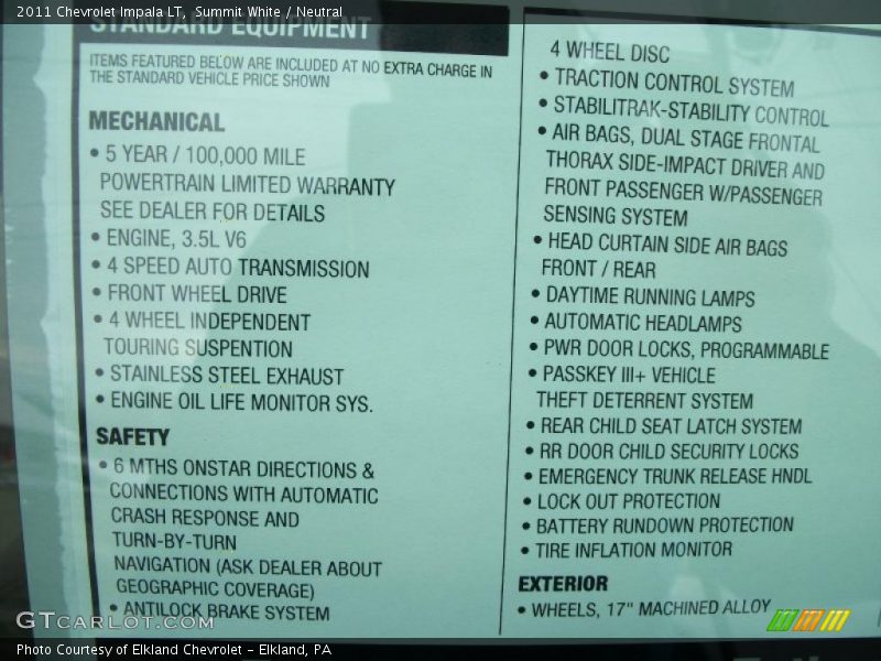 Summit White / Neutral 2011 Chevrolet Impala LT